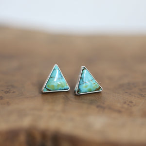 OOAK Blue Moon Turquoise Earrings - Blue Moon Turquoise Posts - Sterling Silver