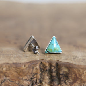 OOAK Blue Moon Turquoise Earrings - Blue Moon Turquoise Posts - Sterling Silver