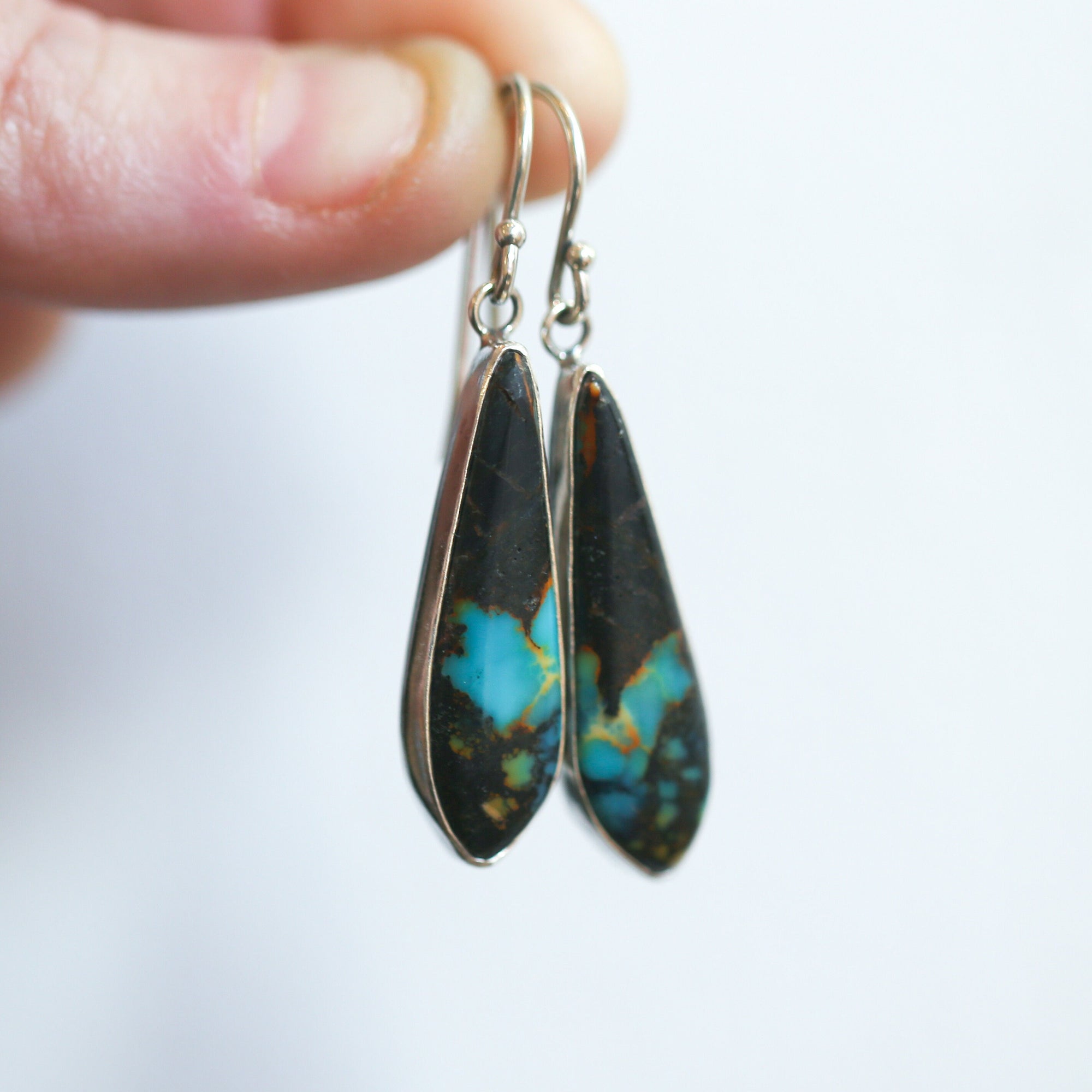 Black Jack Turquoise Drop Earrings - Choose Your Finished Pair - Sterling Silver