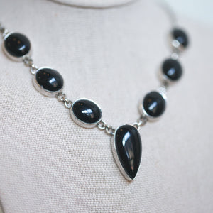Black Onyx Necklace - Black Onyx Multistone Necklace - Silversmith - Onyx Pendant