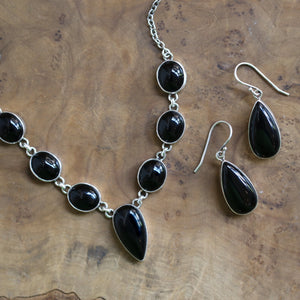 Black Onyx Necklace - Black Onyx Multistone Necklace - Silversmith - Onyx Pendant