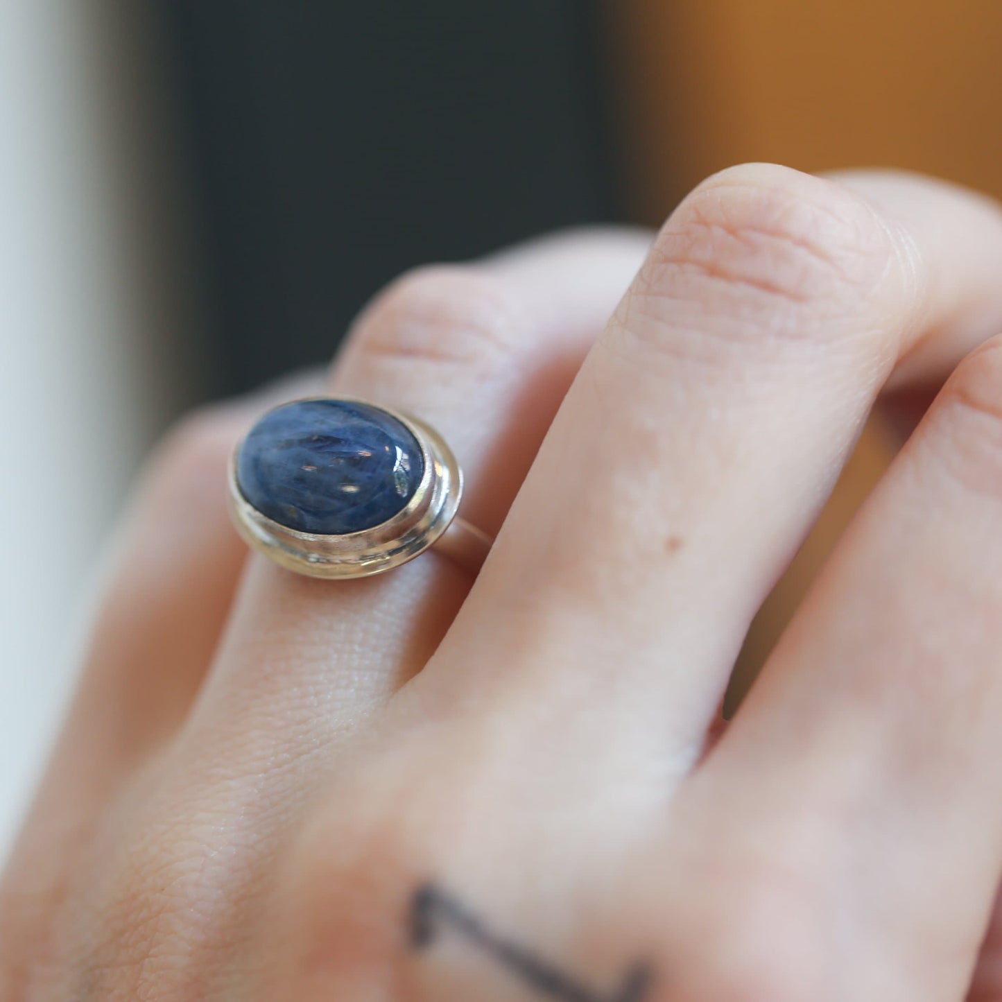 Kyanite East West Ring - Sterling Silver - Blue Kyanite Ring