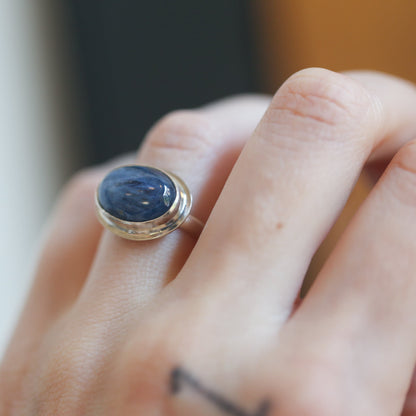 Kyanite East West Ring - Sterling Silver - Blue Kyanite Ring