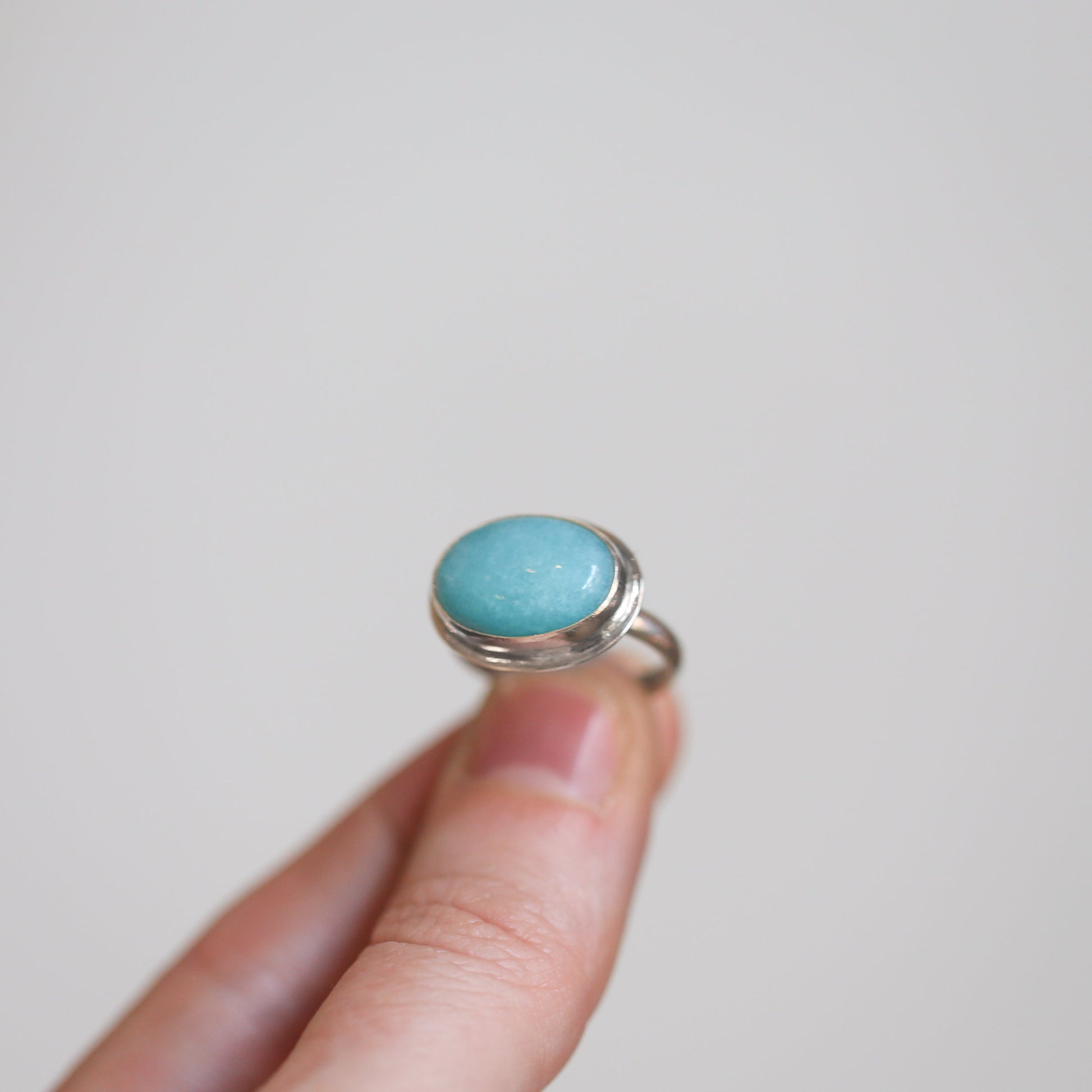 Sterling Silver Amazonite Ring – East West Oval, Silversmith Jewelry