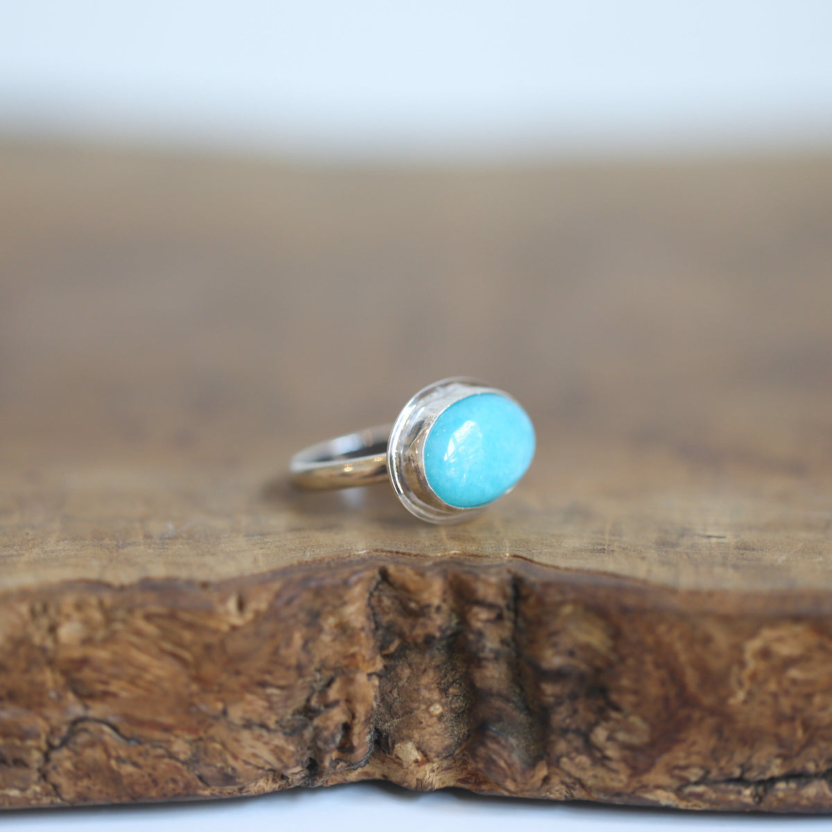Amazonite East West Oval Ring | Sterling Silver