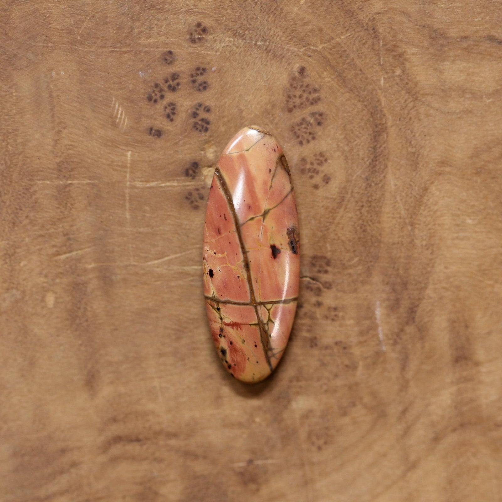 Red Creek Jasper Ring - 18K Solid Gold Bezel - Sterling Silver