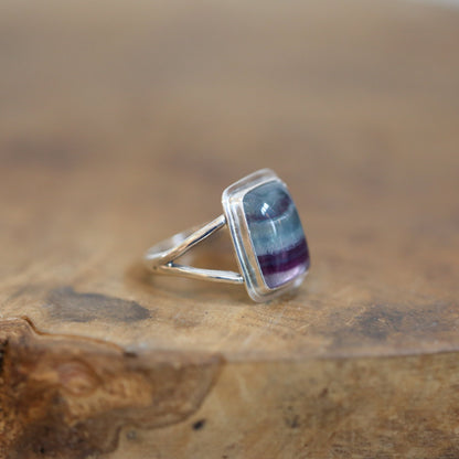 Rainbow Fluorite Ring – Size 7.5 - Sterling Silver Jewelry