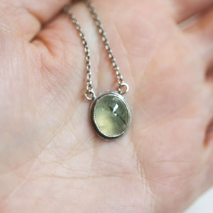Prehnite Dew Drop Pendant - Green Prehnite Pendant - Prehnite Necklace - Sterling Silver
