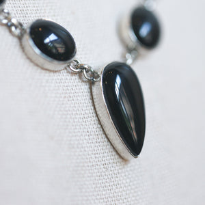 Black Onyx Necklace - Black Onyx Multistone Necklace - Silversmith - Onyx Pendant