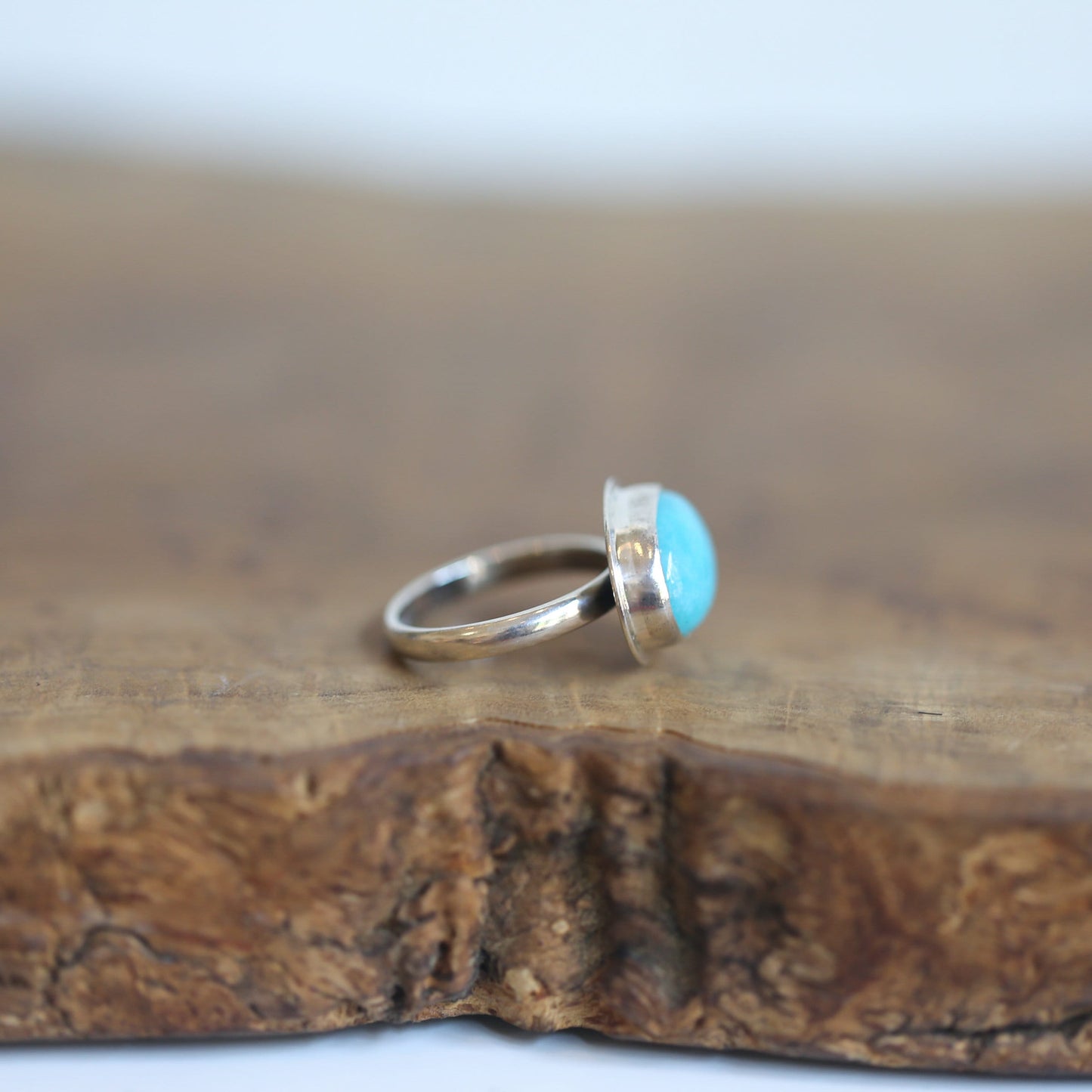 Sterling Silver Amazonite Ring – East West Oval, Silversmith Jewelry