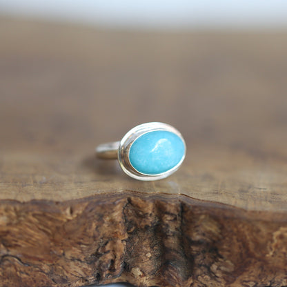 Sterling Silver Amazonite Ring – East West Oval, Silversmith Jewelry