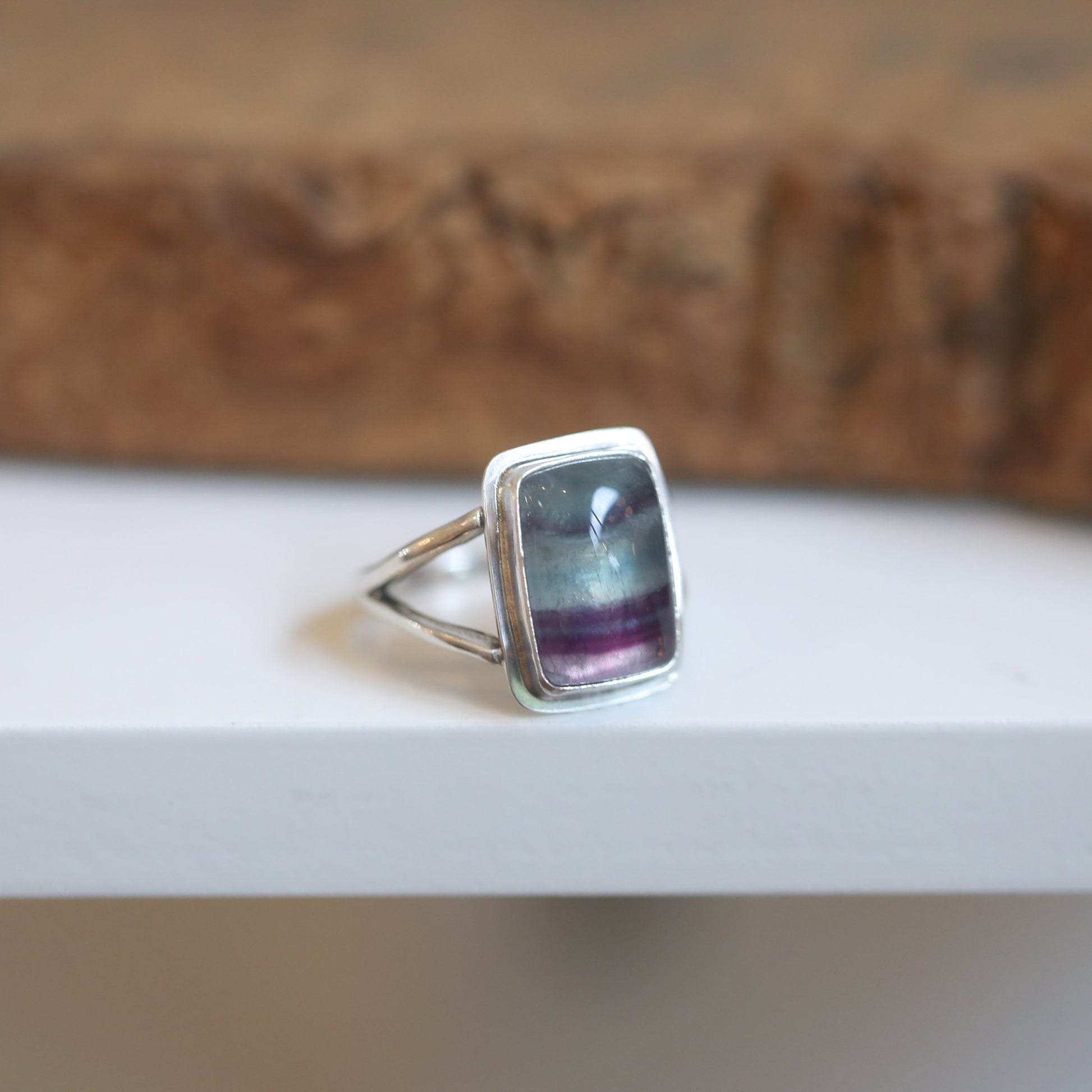 Rainbow Fluorite Ring – Size 7.5 - Sterling Silver Jewelry