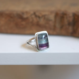 Custom Sterling Silver Rainbow Fluorite Ring – Silversmith Gemstone Jewelry