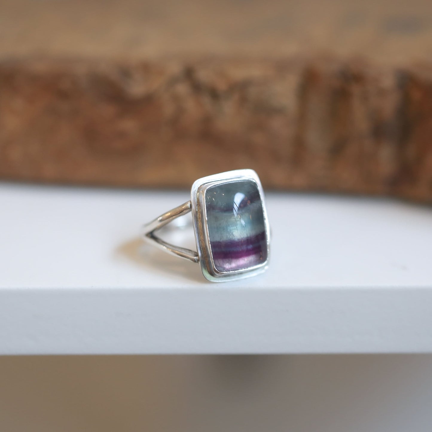 Custom Sterling Silver Rainbow Fluorite Ring – Silversmith Gemstone Jewelry