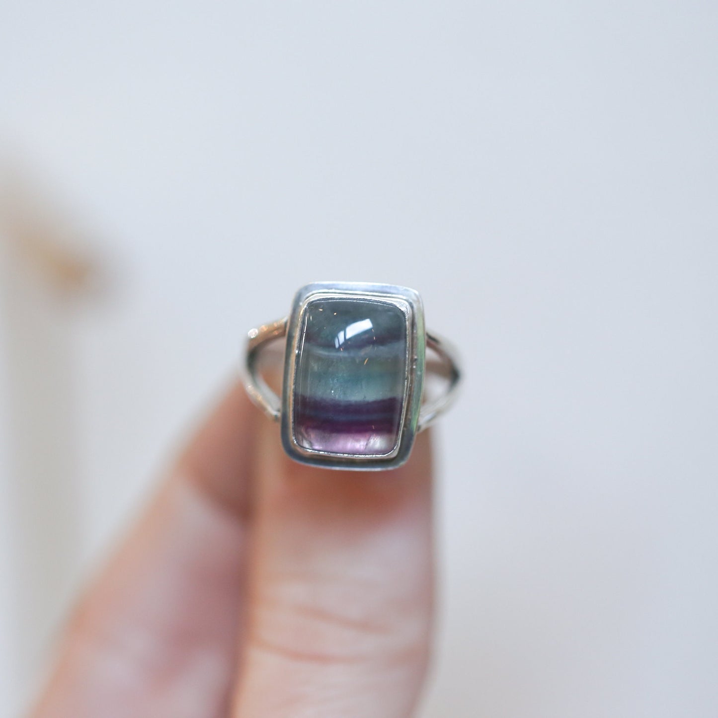 Custom Sterling Silver Rainbow Fluorite Ring – Silversmith Gemstone Jewelry