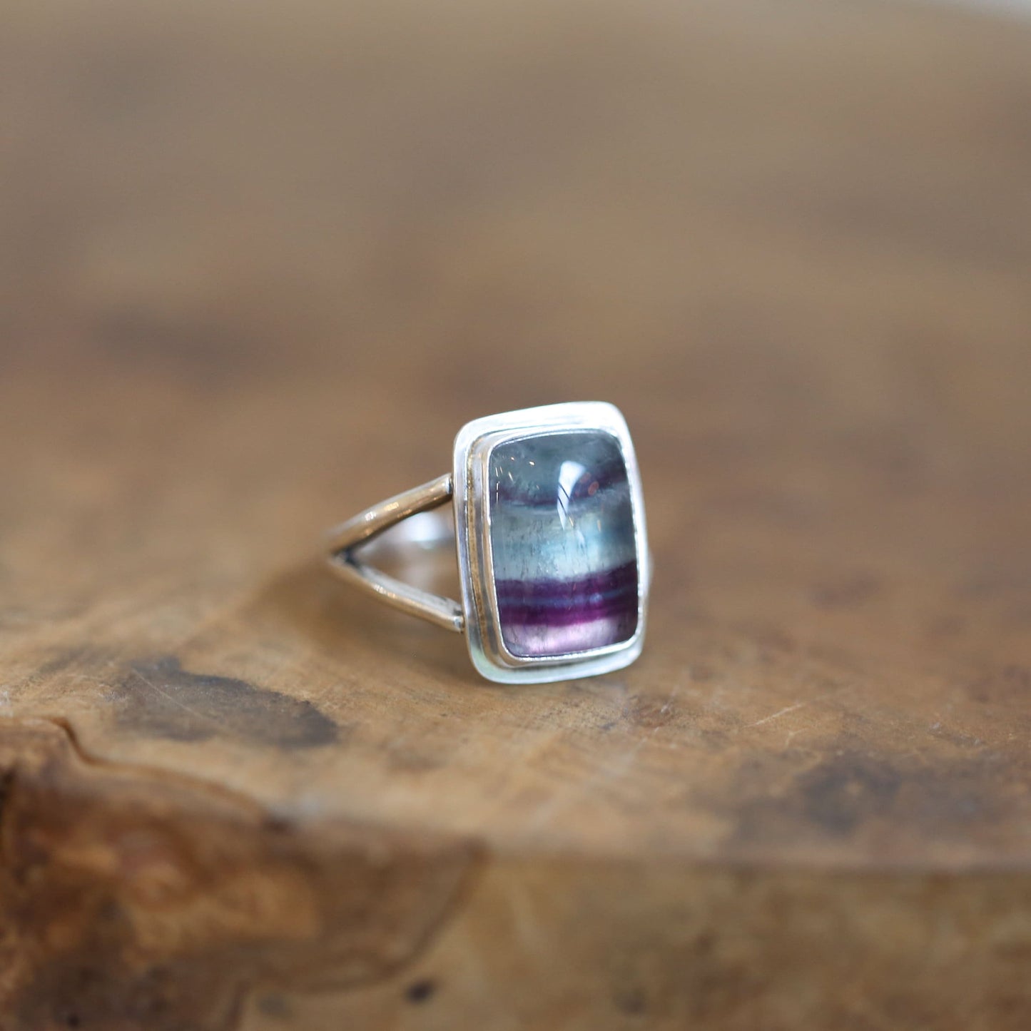 Rainbow Fluorite Ring – Size 7.5 - Sterling Silver Jewelry