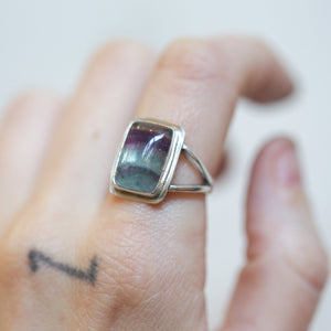 Rainbow Fluorite Ring – Size 7.5 - Sterling Silver Jewelry
