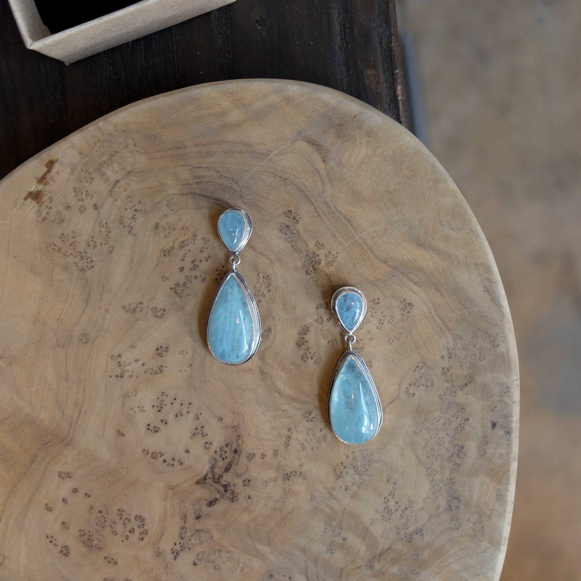 Aquamarine Post Drops -4 Stone Aquamarine Earrings - Elegant Aquamarine Dangles - March Birthstone