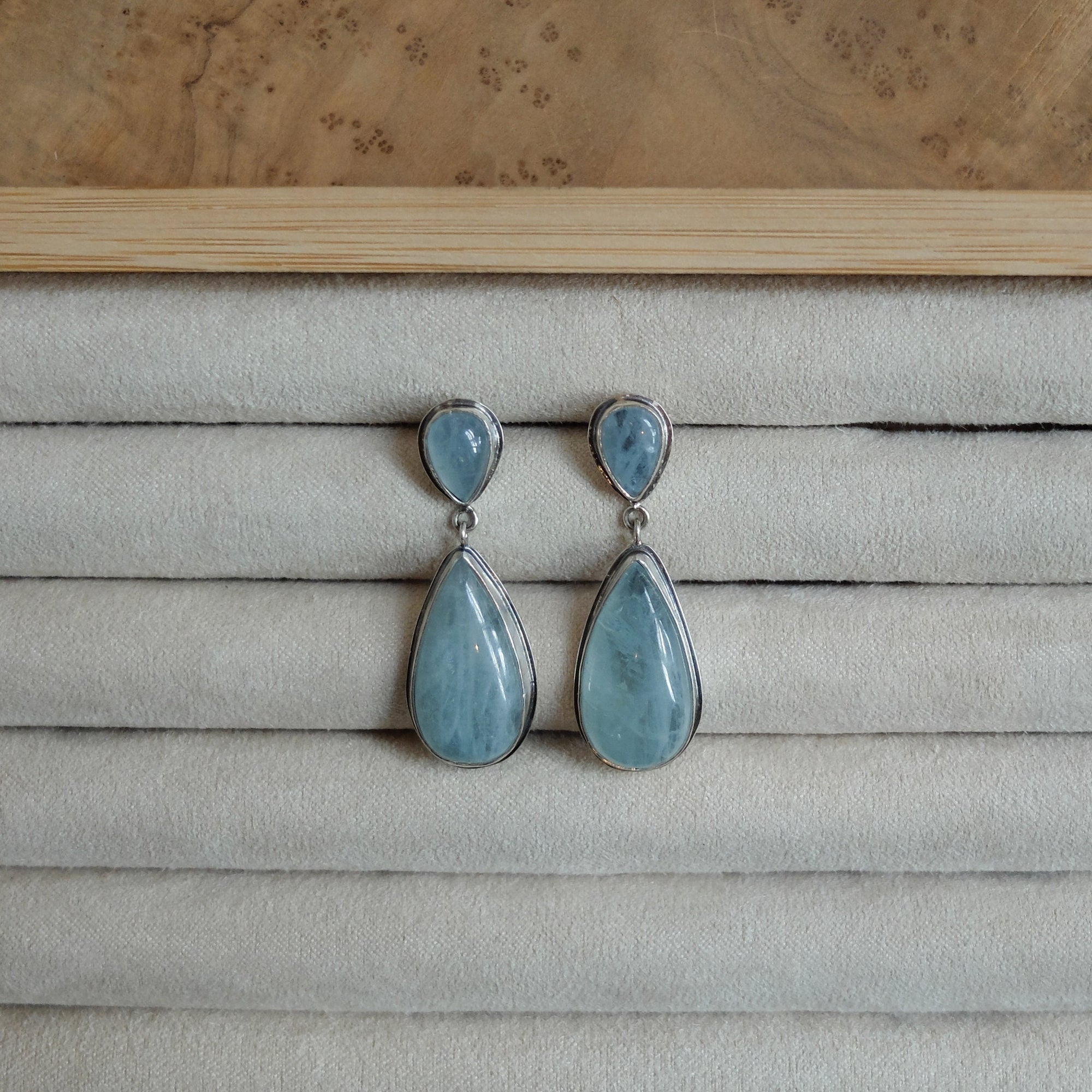 Aquamarine Post Drops -4 Stone Aquamarine Earrings - Elegant Aquamarine Dangles - March Birthstone