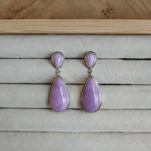 Phosphosiderite Post Drop Earrings - 4 Stone Purple Earrings - Violet Teardrop Earrings - Sterling Silver