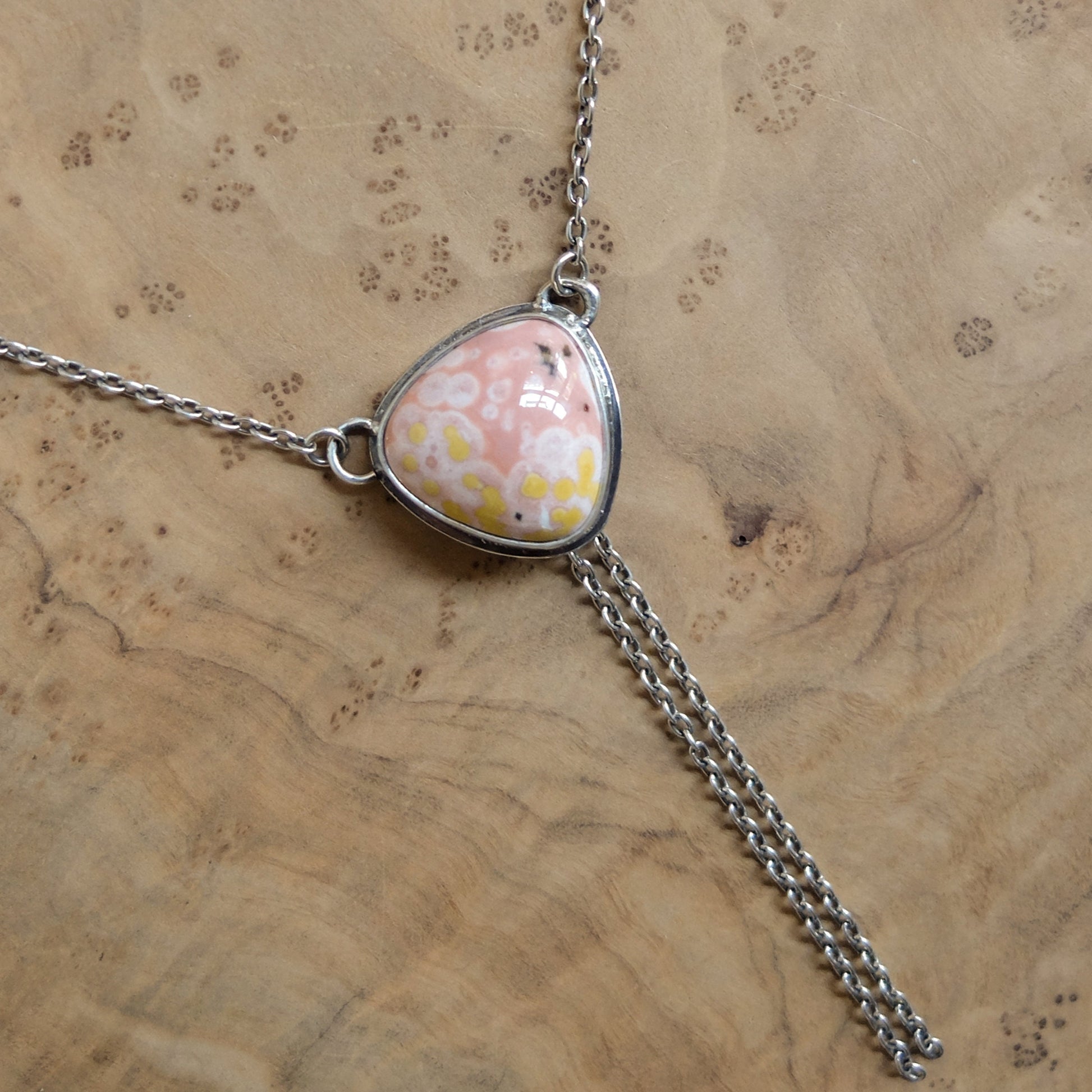 Ocean Jasper Y Necklace - Jasper Bolo Necklace - Sterling Silver