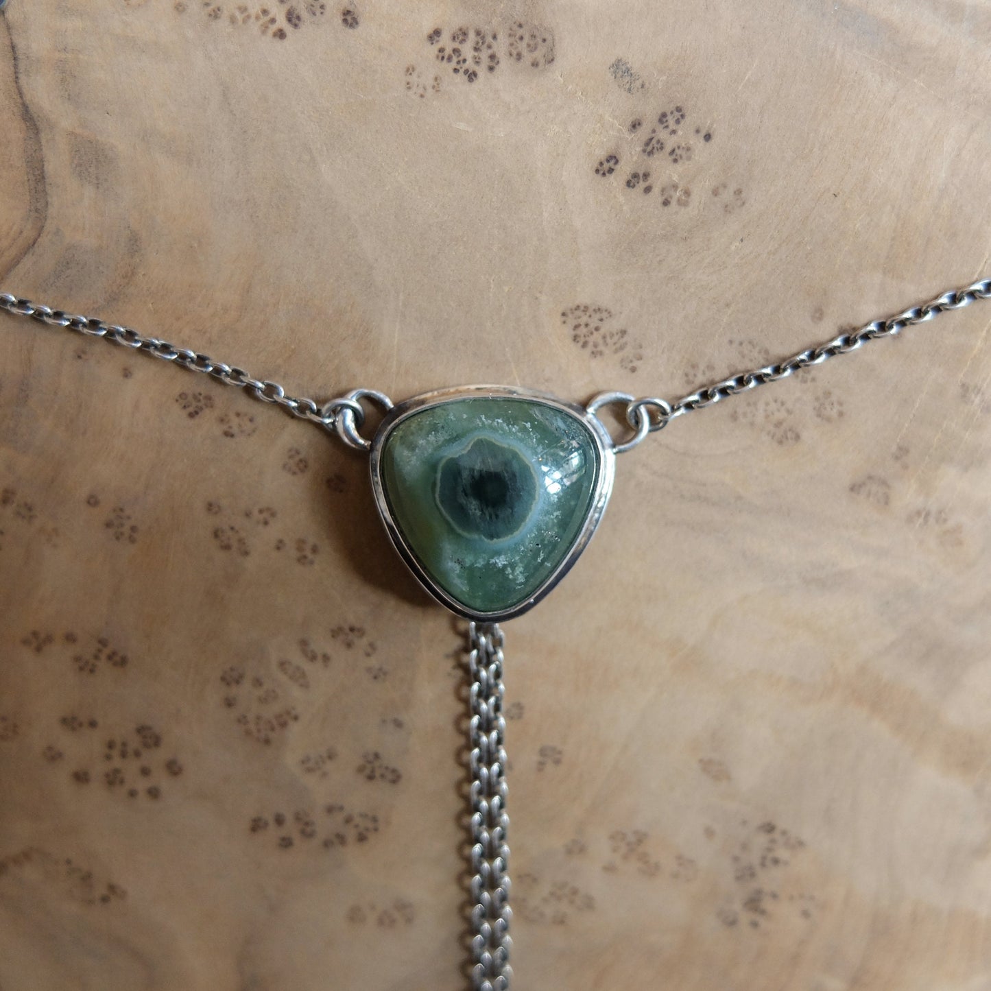 Ocean Jasper Y Necklace - Jasper Bolo Necklace - Sterling Silver