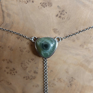 Ocean Jasper Y Necklace - Jasper Bolo Necklace - Sterling Silver