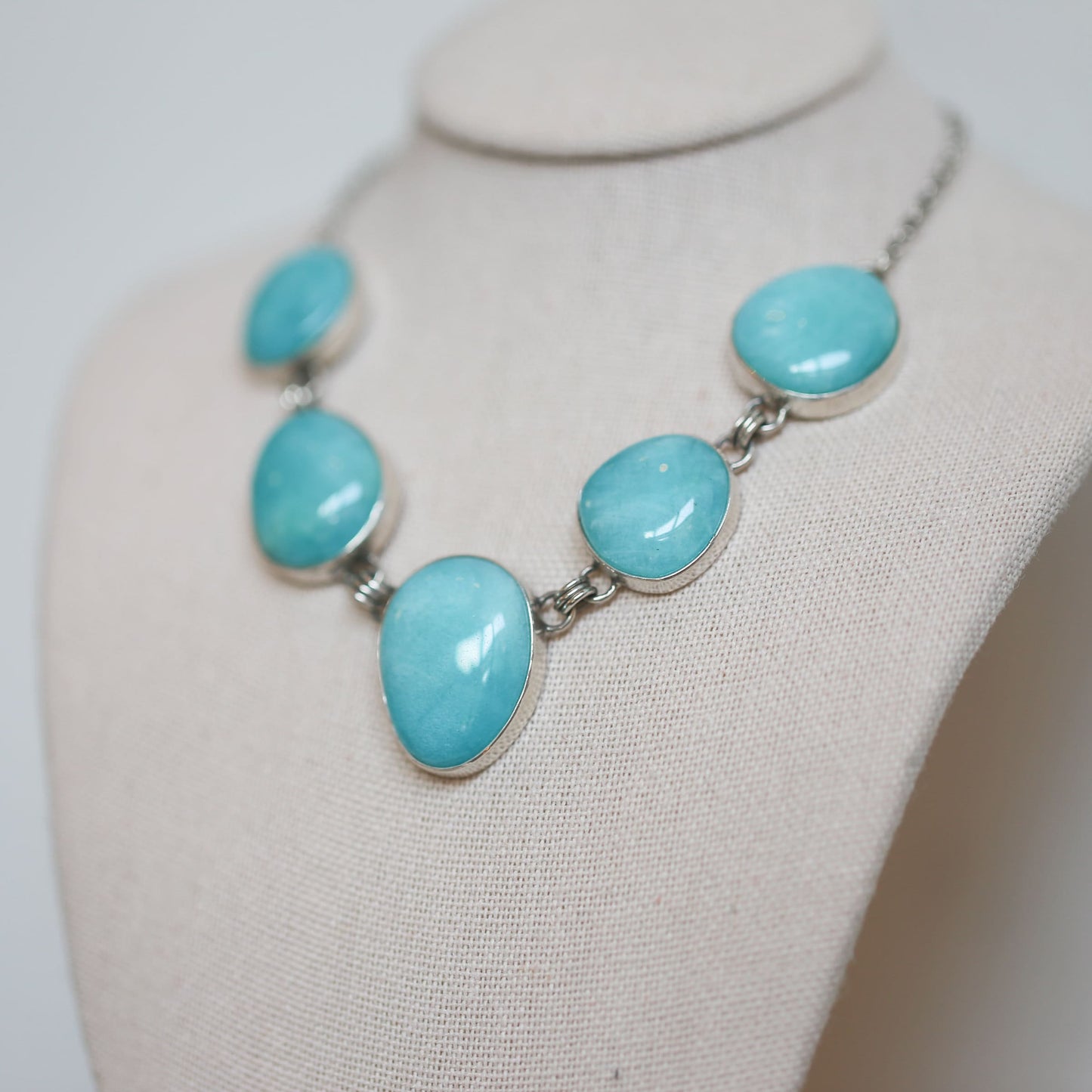 Amazonite Necklace - Multi-Stone - Sterling Silver Chain - OOAK