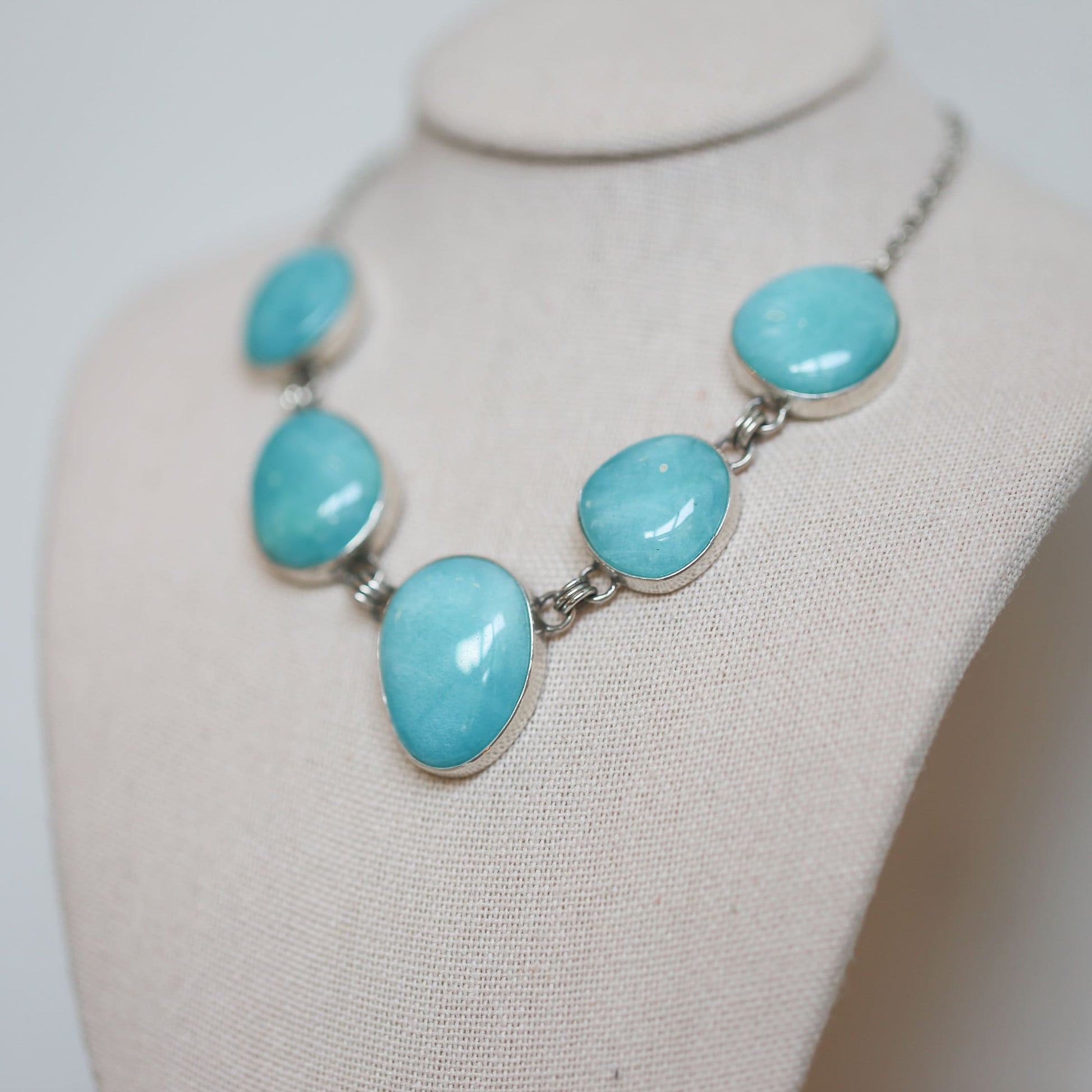 Amazonite Necklace - Multi-Stone - Sterling Silver Chain - OOAK
