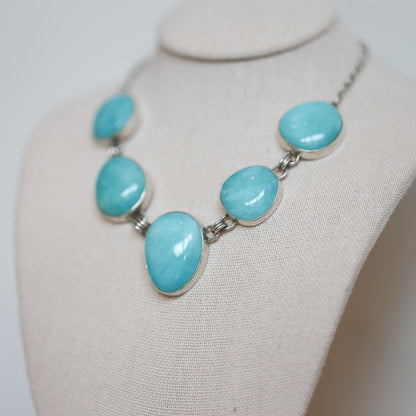 Amazonite Necklace - Multi-Stone - Sterling Silver Chain - OOAK