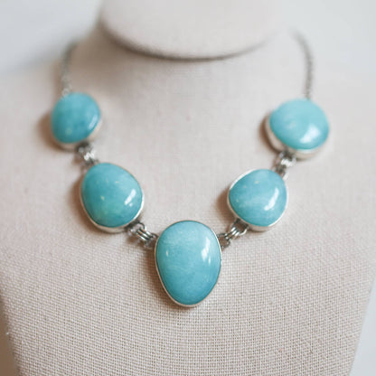Amazonite Necklace - Multi-Stone - Sterling Silver Chain - OOAK