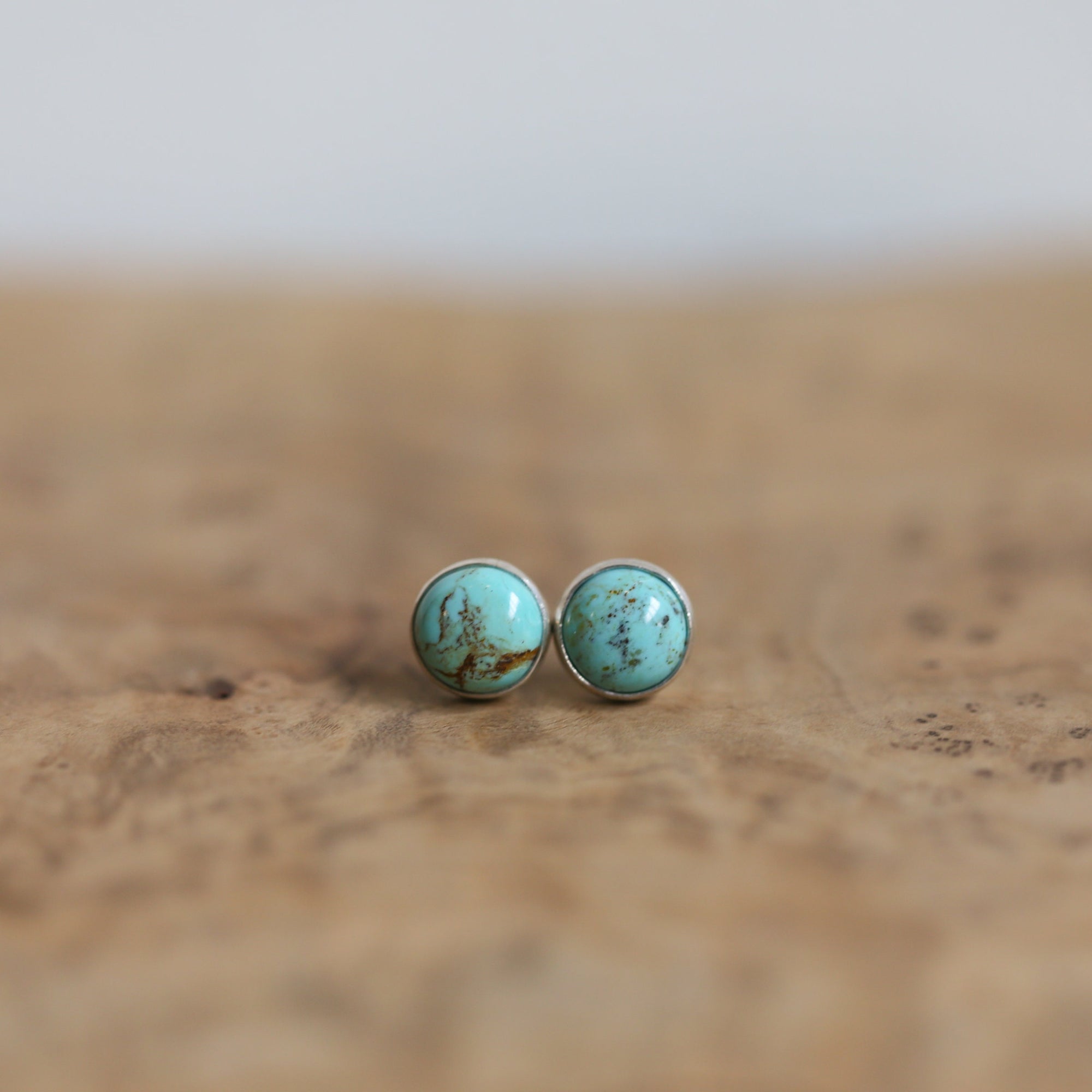 Ready to Ship - Soft Blue Turquoise Posts - American Turquoise Earrings - 8mm Turquoise Studs