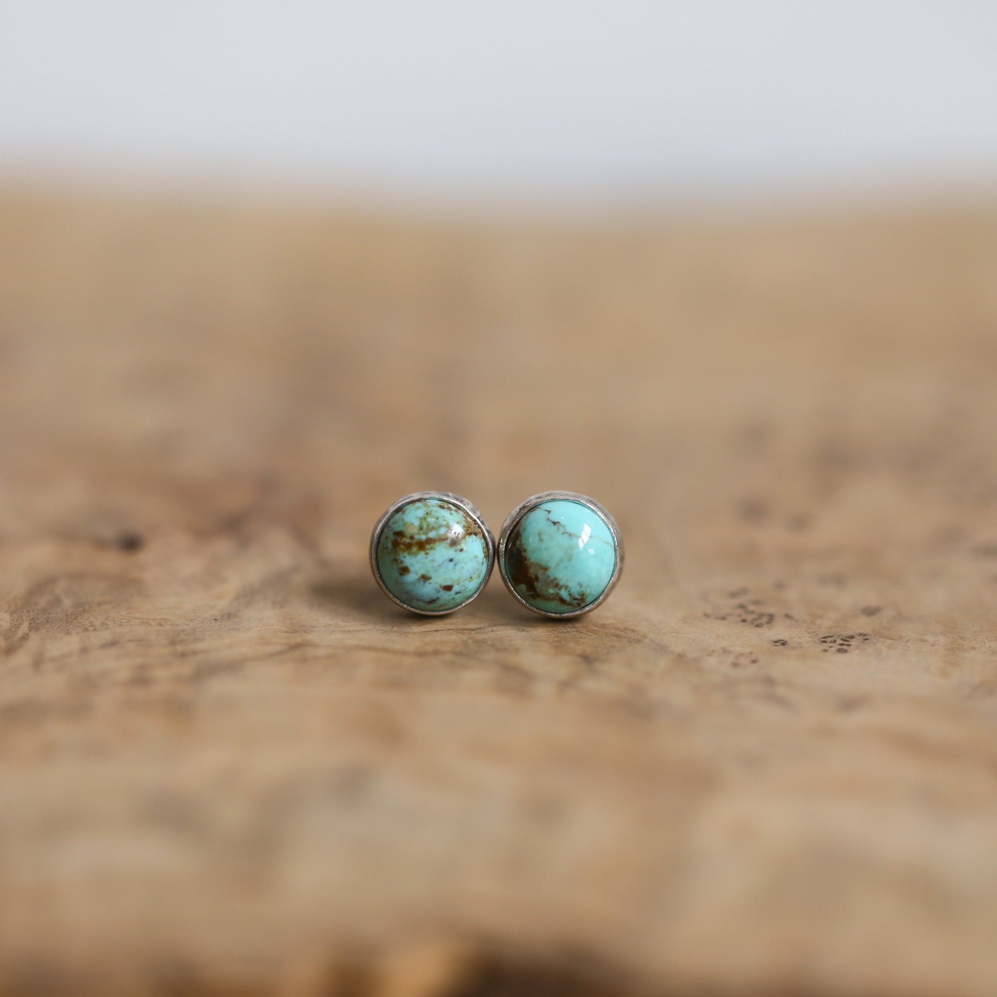 Ready to Ship - Soft Blue Turquoise Posts - American Turquoise Earrings - 8mm Turquoise Studs