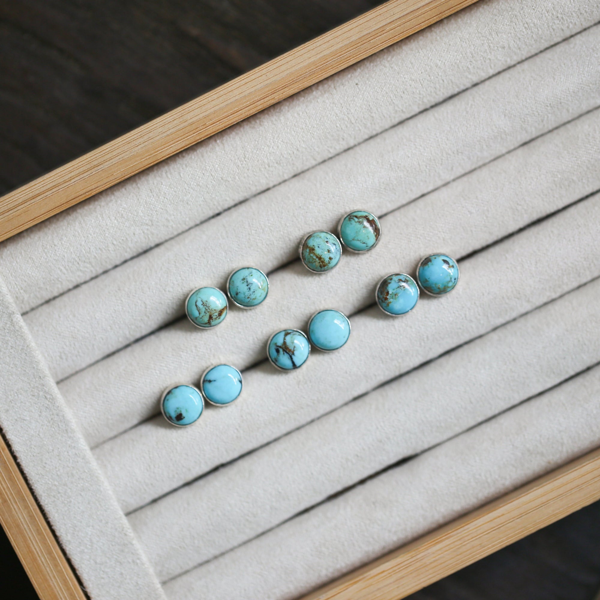 Ready to Ship - Soft Blue Turquoise Posts - American Turquoise Earrings - 8mm Turquoise Studs