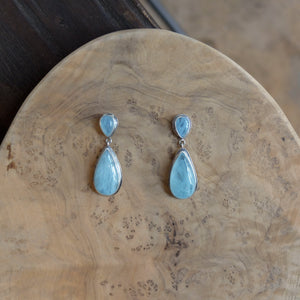 Aquamarine Sterling Silver Dangle Earrings - March Birthstone