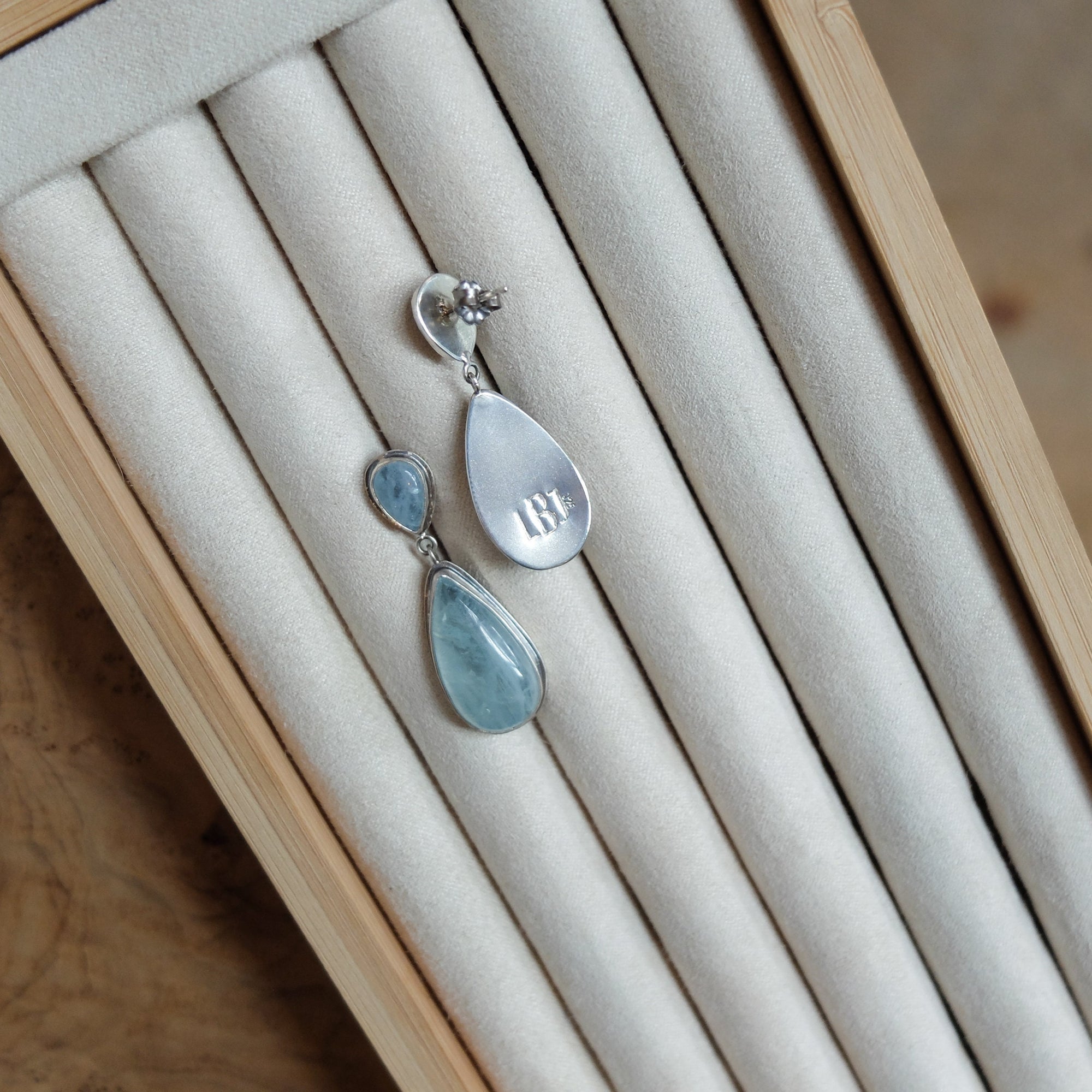 Aquamarine Post Drops -4 Stone Aquamarine Earrings - Elegant Aquamarine Dangles - March Birthstone
