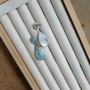 Aquamarine Post Drops -4 Stone Aquamarine Earrings - Elegant Aquamarine Dangles - March Birthstone