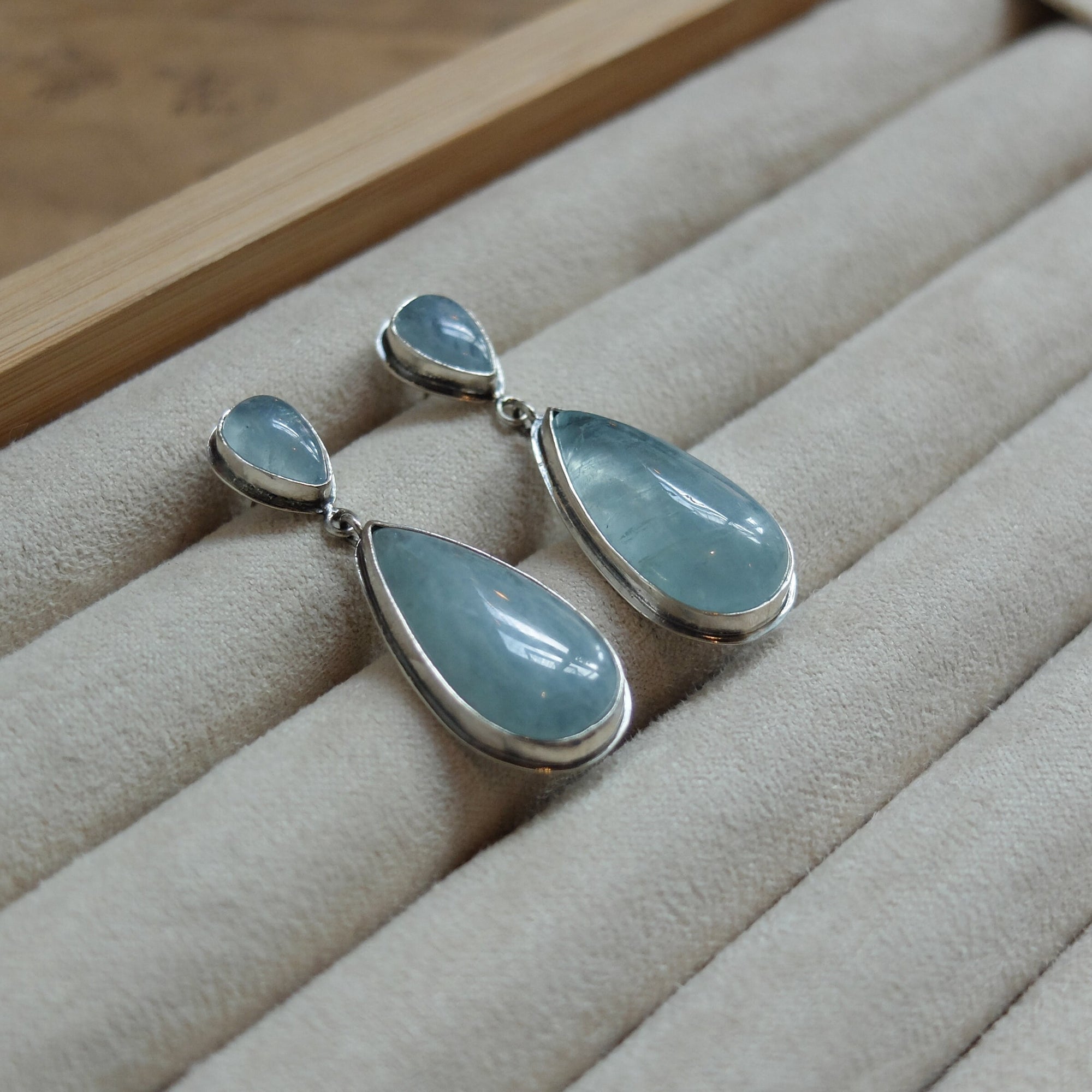 Aquamarine Post Drops -4 Stone Aquamarine Earrings - Elegant Aquamarine Dangles - March Birthstone