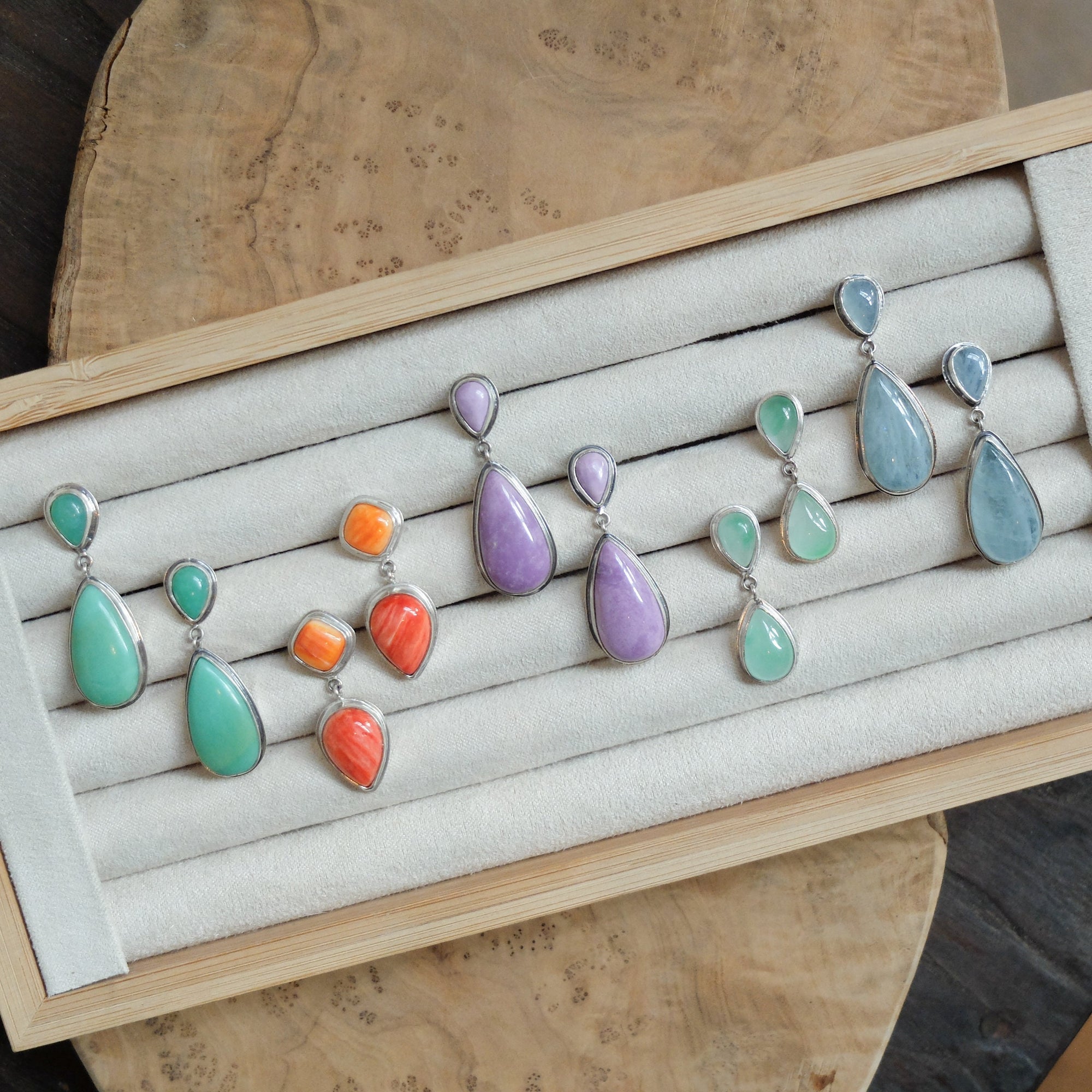 Aquamarine Post Drops -4 Stone Aquamarine Earrings - Elegant Aquamarine Dangles - March Birthstone