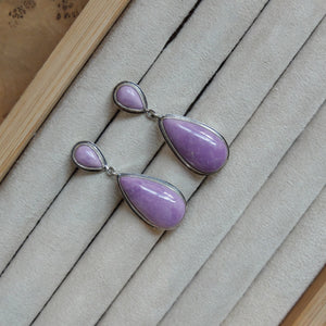 Phosphosiderite Post Drop Earrings - 4 Stone Purple Earrings - Violet Teardrop Earrings - Sterling Silver