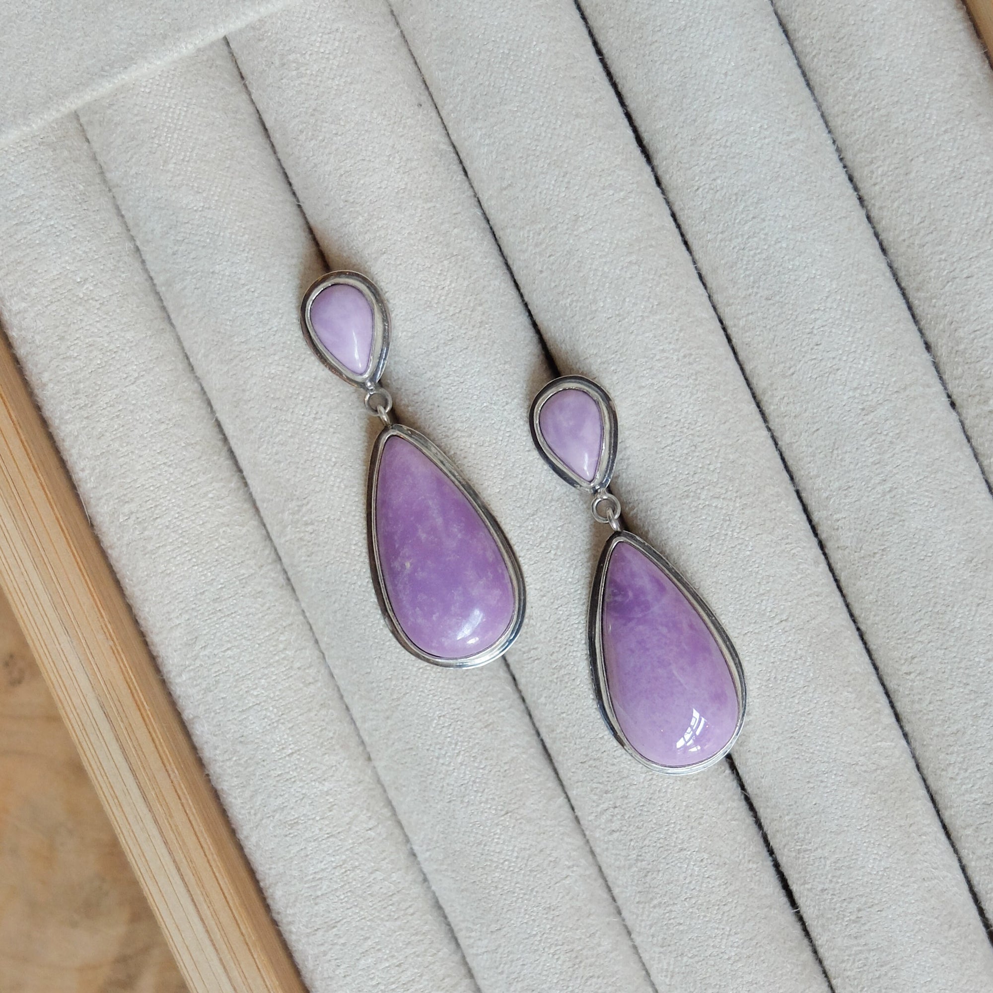 Phosphosiderite Post Drop Earrings - 4 Stone Purple Earrings - Violet Teardrop Earrings - Sterling Silver