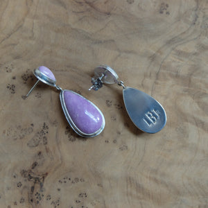 Phosphosiderite Post Drop Earrings - 4 Stone Purple Earrings - Violet Teardrop Earrings - Sterling Silver