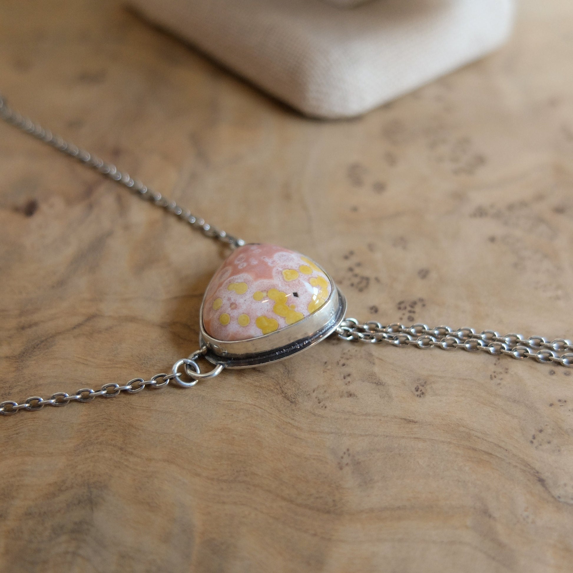 Ocean Jasper Y Necklace - Jasper Bolo Necklace - Sterling Silver