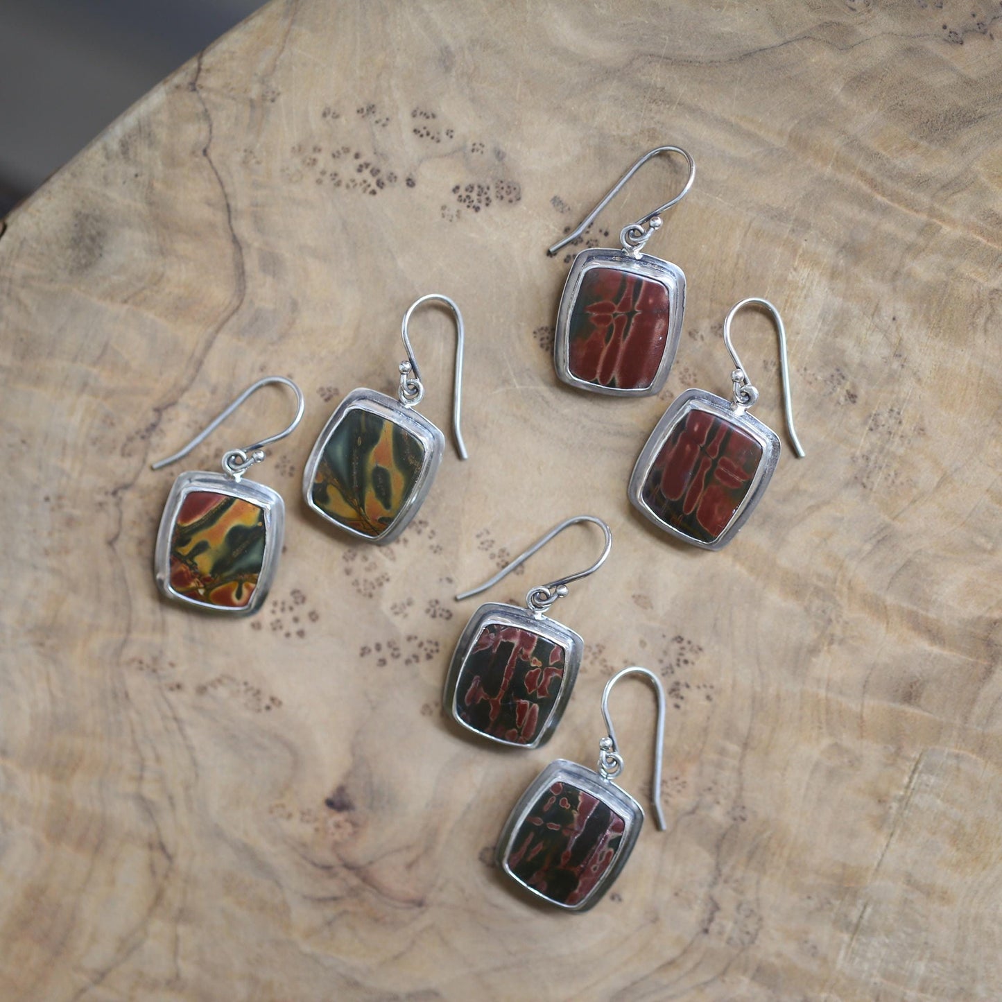 Red Creek Jasper Drop Earrings – Sterling Silver