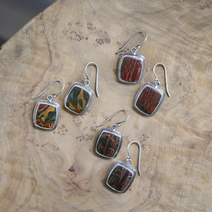 Red Creek Jasper Drop Earrings – Sterling Silver