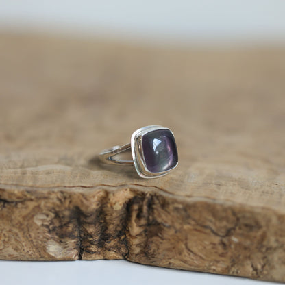 Custom Silversmith Rainbow Fluorite Ring – Choose Your Square Cabochon