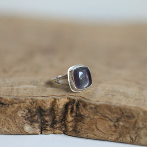 Custom Silversmith Rainbow Fluorite Ring – Choose Your Square Cabochon