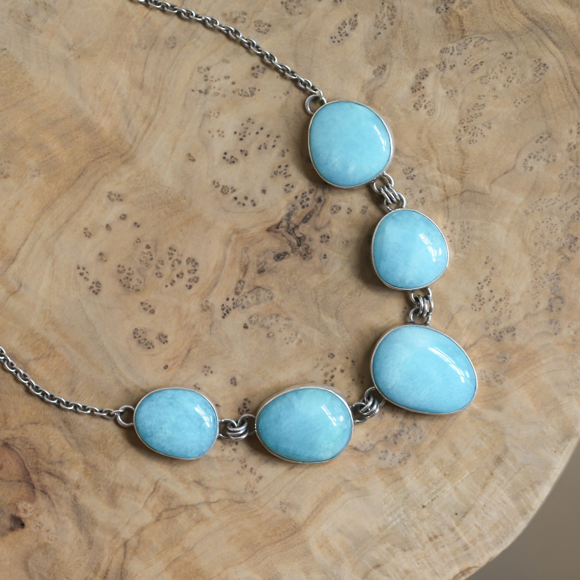 Amazonite Necklace - Multi-Stone - Sterling Silver Chain - OOAK