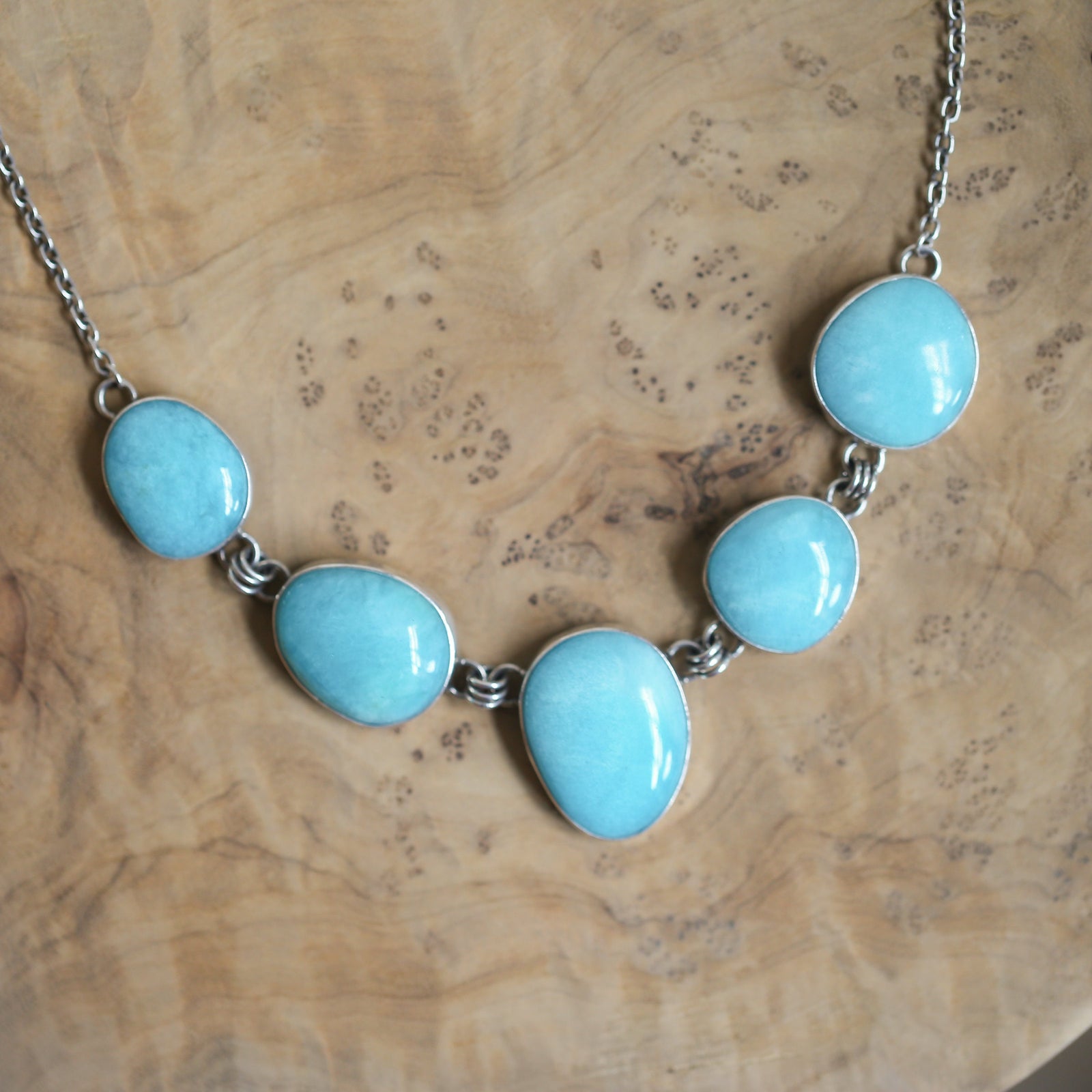 Amazonite Necklace - Multi-Stone - Sterling Silver Chain - OOAK