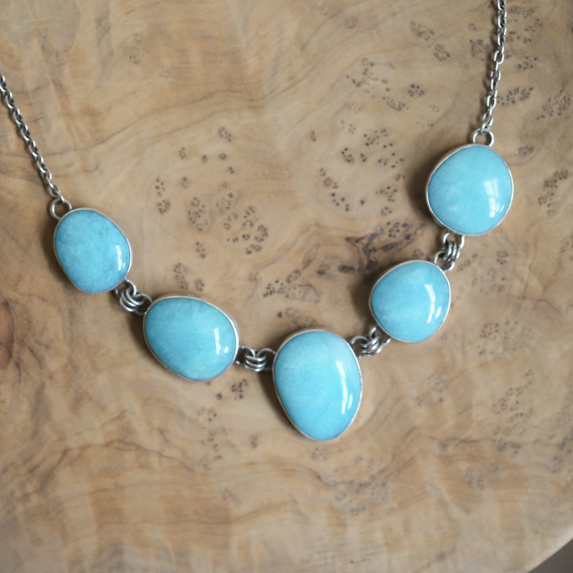 Amazonite Necklace - Multi-Stone - Sterling Silver Chain - OOAK